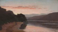 Sunset on the River by Jan Ernst Abraham Volschenk, oil on canvas, sold Sep 2009