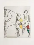 Marino to Stravinsky, Scomposizione, 1972, Plate V. (A.143) by Marino Marini, etching, drypoint and coloured aquatint, sold Nov 2010