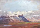 A Mountain Landscape by Willem Hermanus Coetzer, oil on board, sold Nov 2010