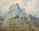Eastern Buttress Mont-Aux-Sources by Willem Hermanus Coetzer, oil on canvas, offered Nov 2010