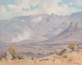 Willem Hermanus Coetzer, A Pilanesberg Landscape with a Fire in the Distance