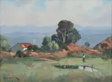 Willem Hermanus Coetzer, An Extensive Landscape with a House and Figure