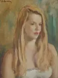 Robert Broadley, A Woman in a White Dress, oil on canvasboard