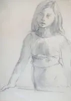 Jean Welz, A Young Girl, charcoal