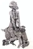 A Figure Riding a Beast by Nathaniel Ntwayakgosi Mokgosi, pen and ink over pencil, sold Nov 2010