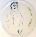 Robert Hodgins, Arthur Rimbaud, hand-painted ceramic plate, framed