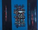 Larry Scully, An Abstract Composition in Blue, Red and Black