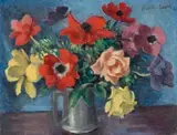 Neville Lewis, Still Life of Roses in a Pewter Beer Mug