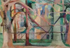 Trees by Maud Sumner, oil on canvas, sold Nov 2010