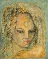 Alexis Preller, African Head, mixed media on gesso