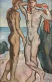 François Krige, Two Bathers, oil on card
