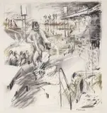 William Kentridge, Highveld Landscape with Stadium