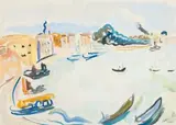 A Venetian Coastline with Boats by Irma Stern, gouache and oil on paper, sold Nov 2010
