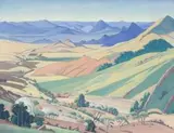 Barberton en Nelshoogte, Kaapschehoop by Jacobus Hendrik Pierneef, oil on canvas, sold Nov 2010