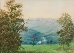 Gerard Bhengu, A Mountainous River Landscape with Aloes, watercolour