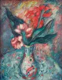 Alexis Preller, Flowers in a Persian Vase, oil on canvas laid down on board