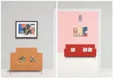 Sam Nhlengethwa, Salmon and Purple Couch, (diptych)
