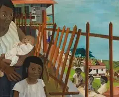 Marianne Podlashuc, Mother and Children, Baakens Valley, South End, acrylic on board