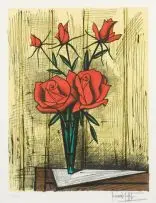 Bernard Buffet, Roses in a Green Vase, screenprint in colours