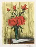 Bernard Buffet, Roses in a Green Vase, screenprint in colours