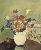 Reginald Turvey, Flowers in a Blue and White Vase
