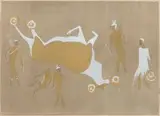 A Rock Art Composition by Jacobus Hendrik Pierneef, 1922, pencil and wash, sold May 2010