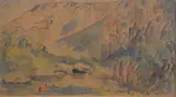Reginald Turvey, A Mountain Stream, pen and ink and watercolour over pencil