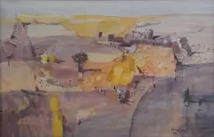 Nico Roos, Namaqaland I, pencil, watercolour and gouache