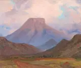 A Farmhouse below Mountains by Willem Hermanus Coetzer, oil on canvas, sold May 2010