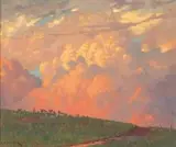 Sunset with Clouds and Cattle by Willem Hermanus Coetzer, oil on canvas, sold May 2010
