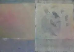Abstract Composition by Bill Ainslie, mixed media on paper, offered May 2010
