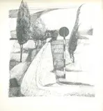 Giuseppe Cattaneo, Country Road, pen and ink