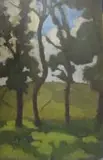 Bertha Everard, Landscape with Trees, oil on panel
