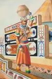 Durant Sihlali, An Ndebele Homestead with a Woman carrying Water