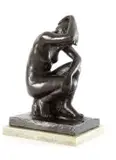 Fanie Eloff, Woman with Hand on Leg, bronze with rich brown patina