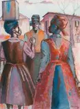 Gerard Sekoto, A Street Scene with Three Women Talking