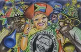 Thomas Motswai, 2010 World Cup Supporters, pastel over pencil