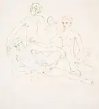 Johannes Meintjes, Three Male Nudes with Arum Lillies
