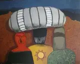 Colbert Mashile, The Burial, oil on canvas