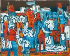 Figural Composition by Walter Battiss, oil on canvas, sold May 2010