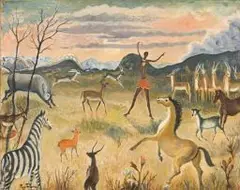 Reginald Turvey, Dawn over Africa, oil on canvas laid down on board