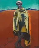 Herd Boy II by Johannes Meintjes, oil on board, offered May 2010