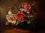 Tinus de Jongh, Roses in a Blue Vase