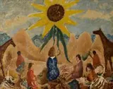 Reginald Turvey, Sunflower Worshipping, oil on board