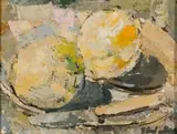 Jean Welz, Still Life with Two Grapefruit and a Knife