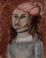 Wolf Kibel, Portrait of a Girl in a Pink Hat, oil on canvas