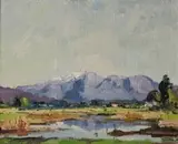 Piet van Heerden, Landscape with Snow-capped Mountains, recto, House Amongst Trees, verso