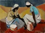 Maurice van Essche, Two Seated Women