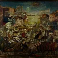 Hardy Botha, Sirkus Karnaval, tryptich, oil on canvas
