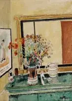 Enslin Du Plessis, Still Life with Flowers and a Jug, oil on canvasboard